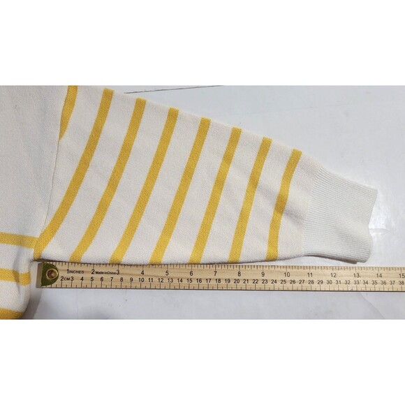 Philosophy White & Yellow Striped V Neck 3/4 Sleeve Sweater Women's Size 1X - Picture 15 of 16
